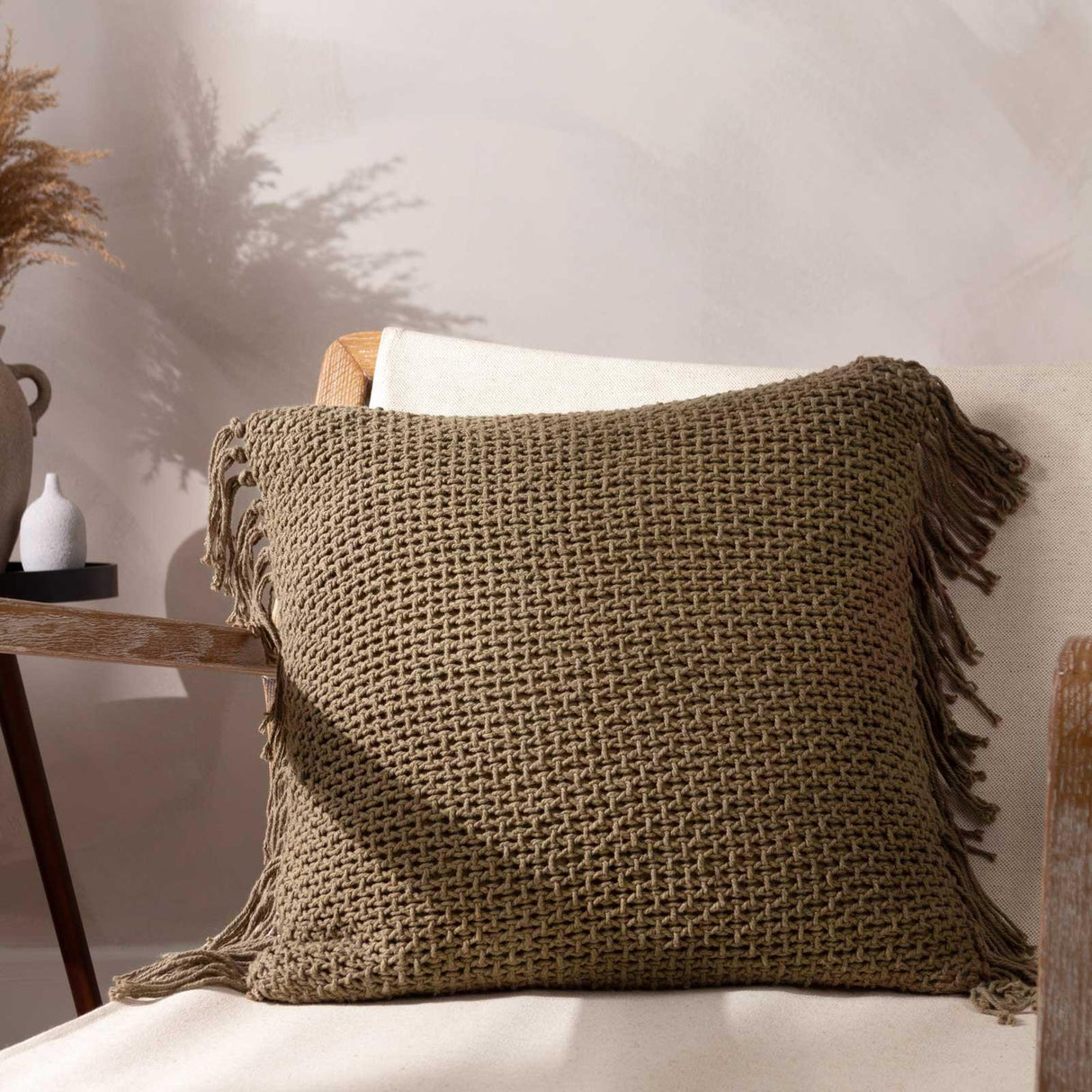 Nimble Fringed Cotton Cushion Cover 18" x 18" (45cm x 45cm)