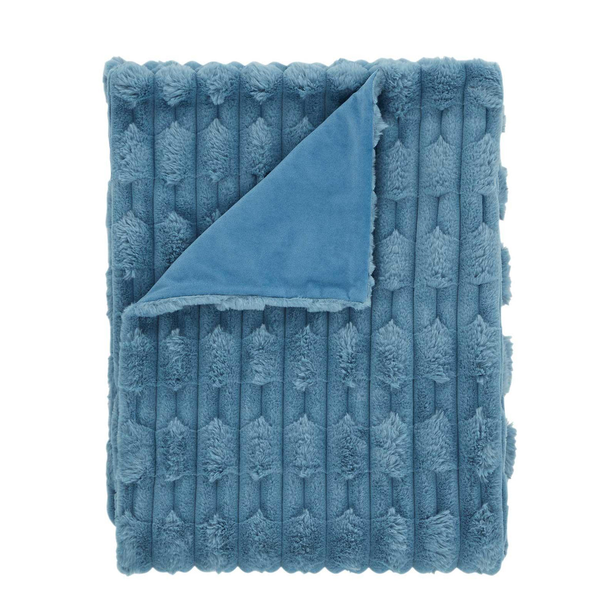 Carved Faux Fur Throw Blue