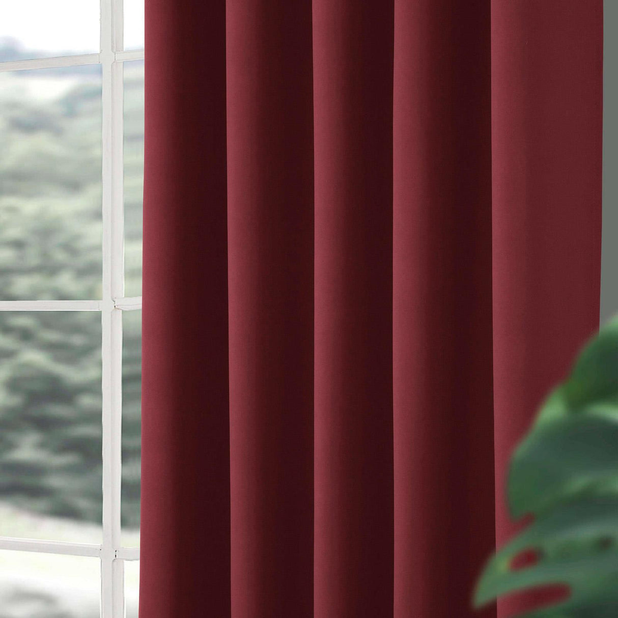 Woven Blackout Tape Top Curtains Red