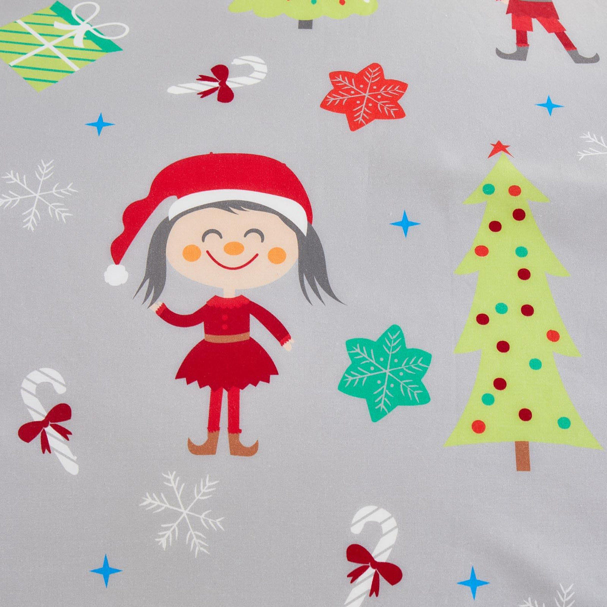 Elf & Santa Duvet Cover Set Grey