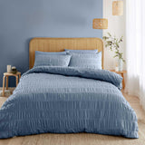 Seersucker Duvet Cover Set Lansfield Blue