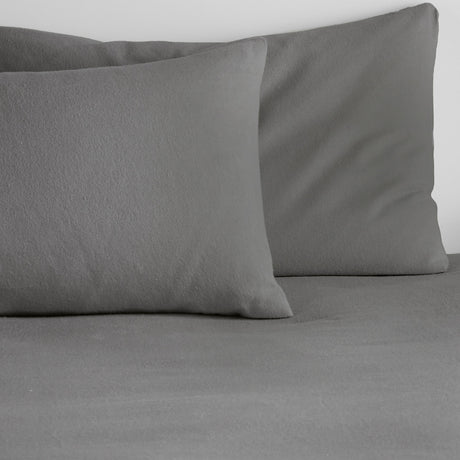 Plain Dye Brushed Cotton Pillowcases Charcoal