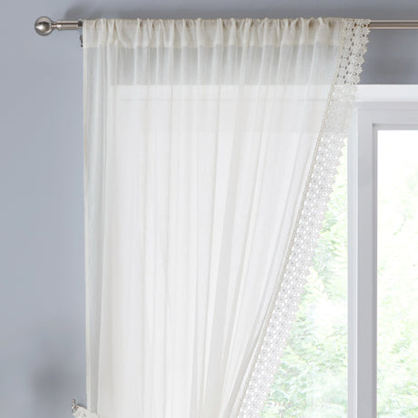 Windsor Macrame Voile Curtain Panel Cream