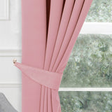 Woven Blackout Tape Top Curtains Soft Pink