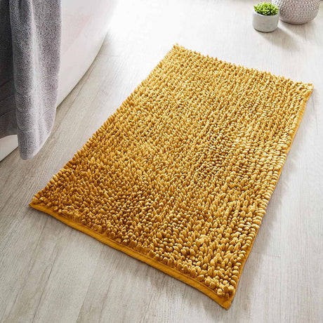 Velvet Chenille Bobble Bath Mat Mustard Bath Mat Allure   