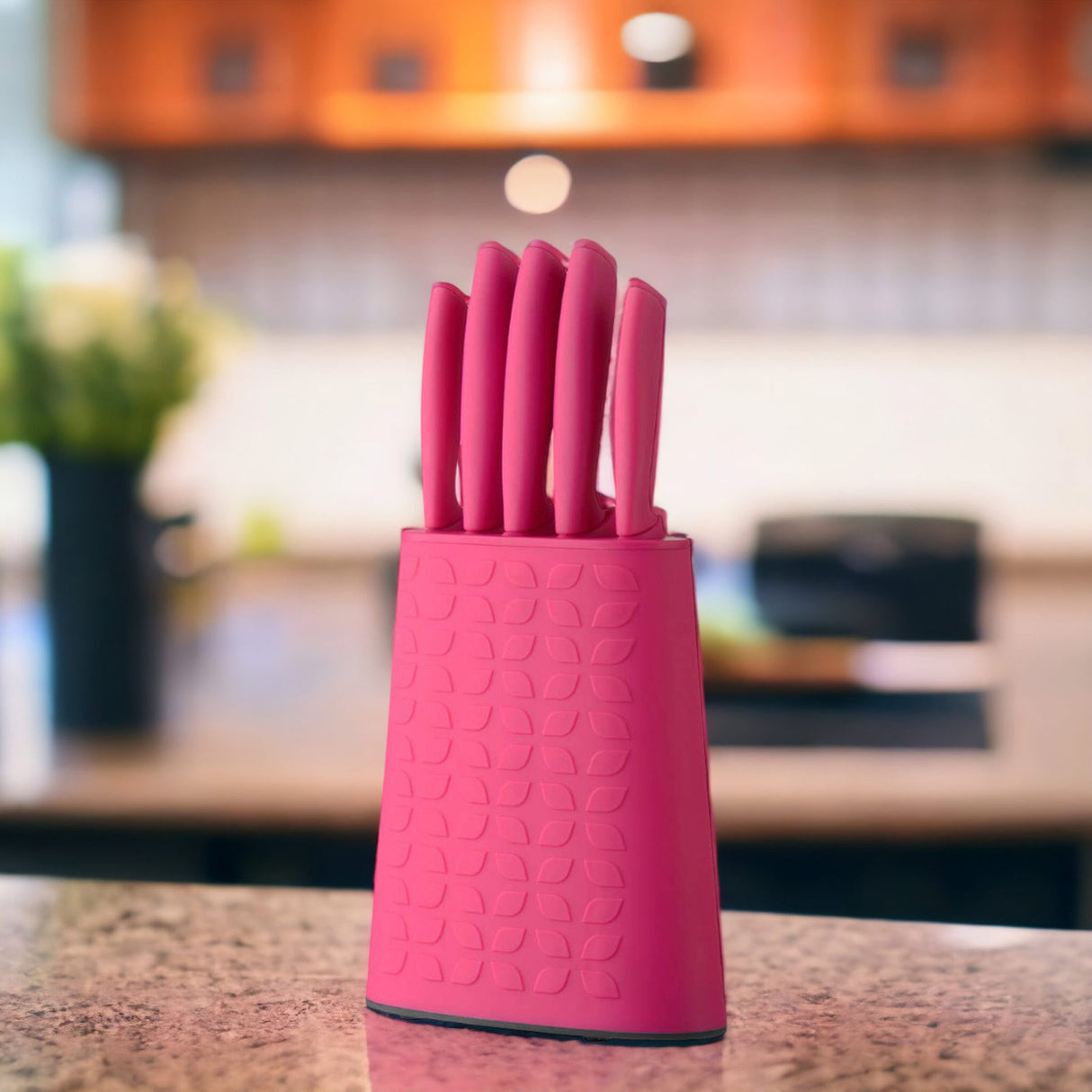 Brights Pink 5 Piece Knife Block Set