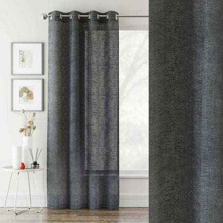 Crete Eyelet Voile Curtain Panel Charcoal