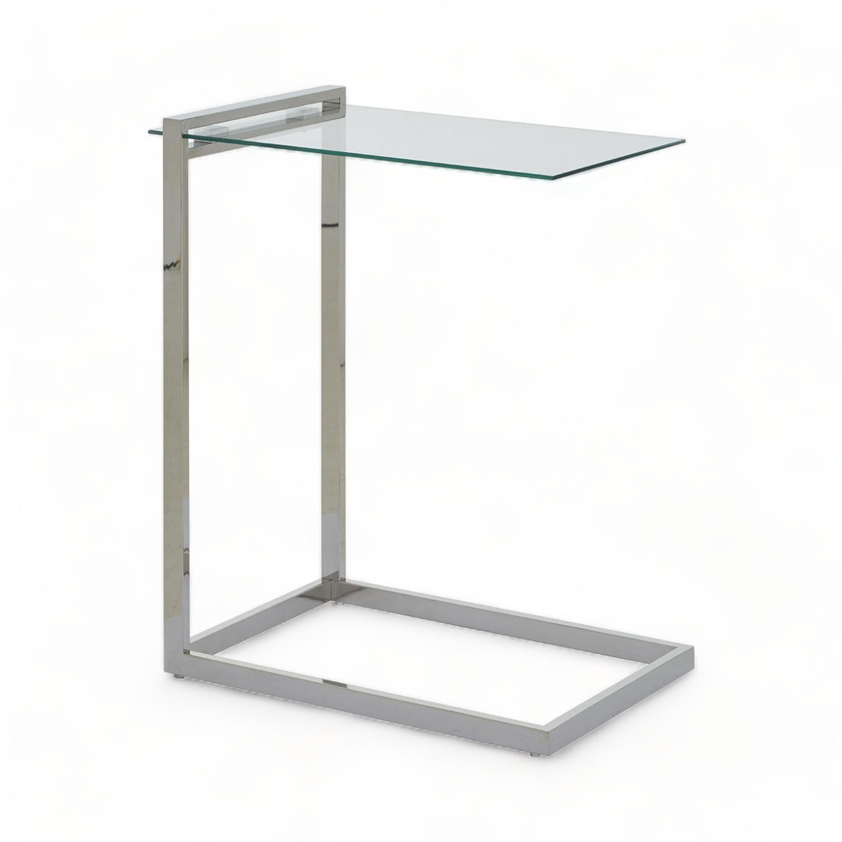 Silver Tempered Glass End Table