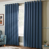 100% Blackout Eyelet Curtains Blue