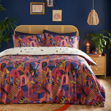 Eivissa Abstract Magenta Duvet Cover Set