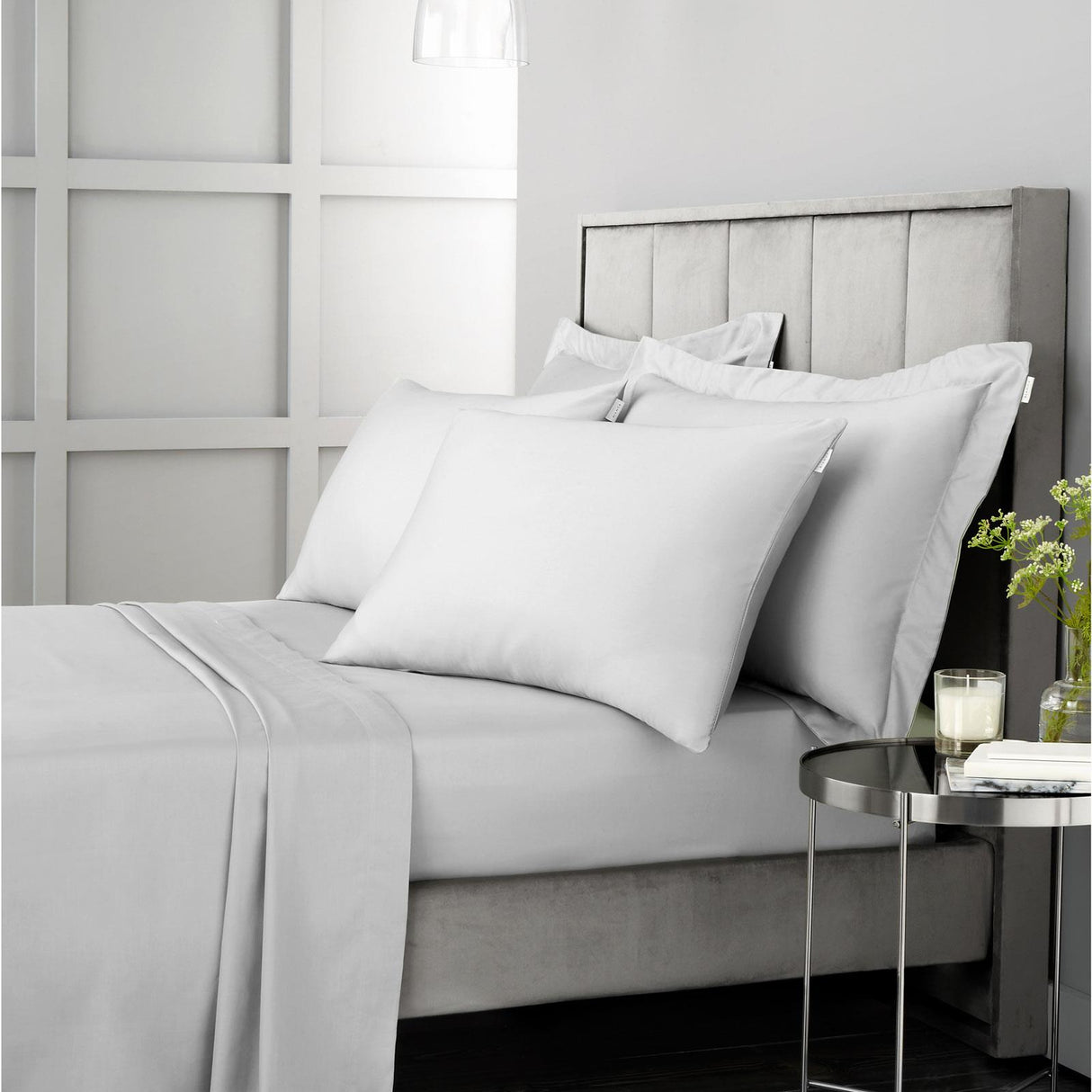 400TC Cotton Sateen Pillowcases Dove Grey