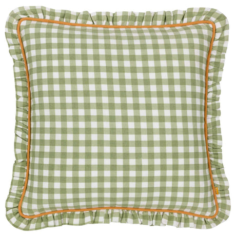 Maude Gingham Reversible Cushion Cover Sage