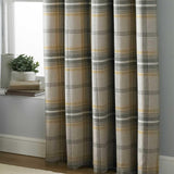 Aviemore Tartan Eyelet Curtains Ochre 90" x 90"