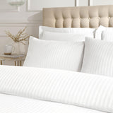 300TC Satin Stripe Duvet Cover Set White