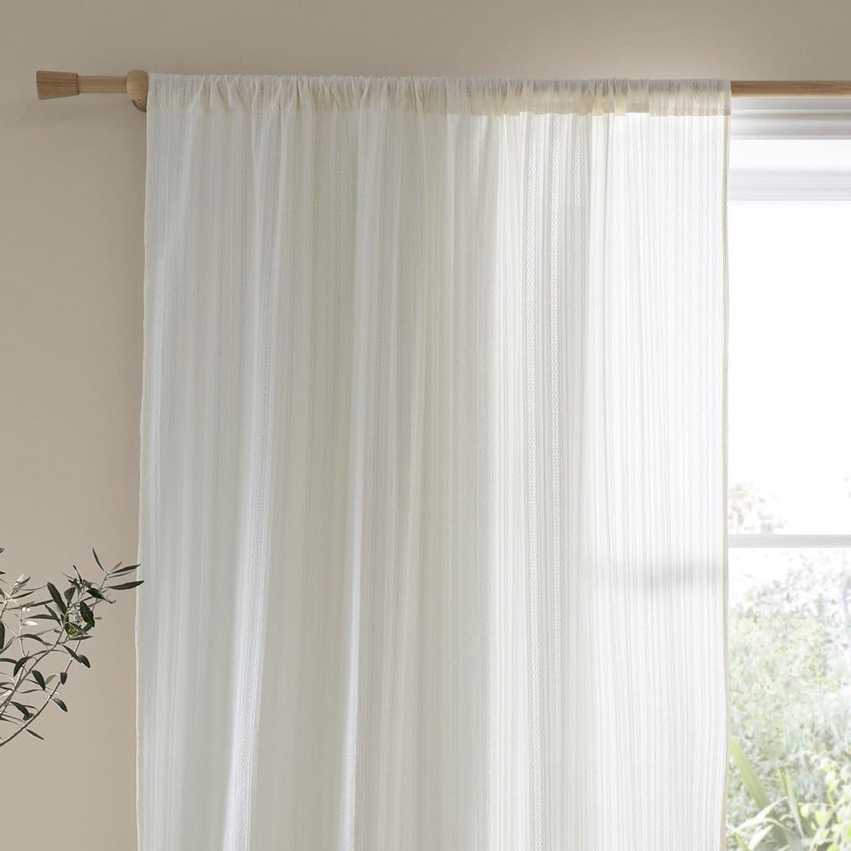 Zofia Broderie Anglaise Voile Curtain Panel Natural