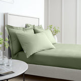 200TC Cotton Percale Fitted Sheet Sage