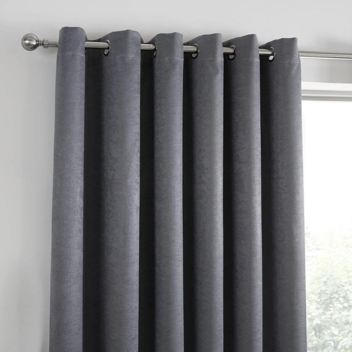 Strata Woven Dim Out Eyelet Curtains Charcoal