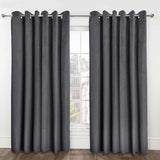 Thermal Blackout Eyelet Curtains Embossed Velvet Woven Charcoal Grey