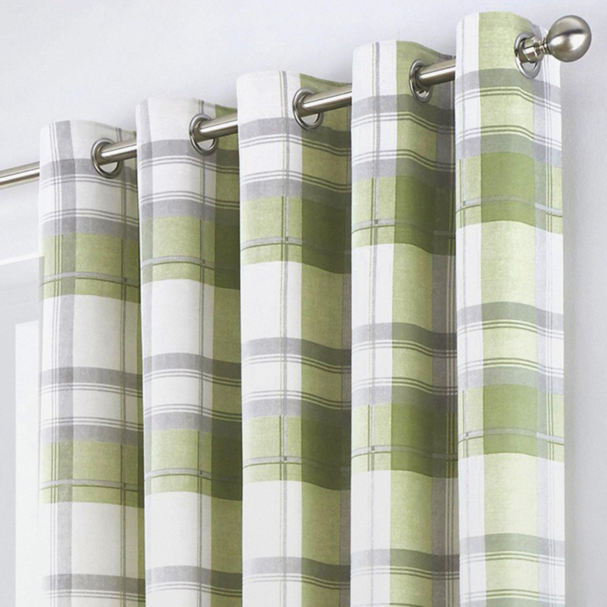 Balmoral Check Eyelet Curtains Green