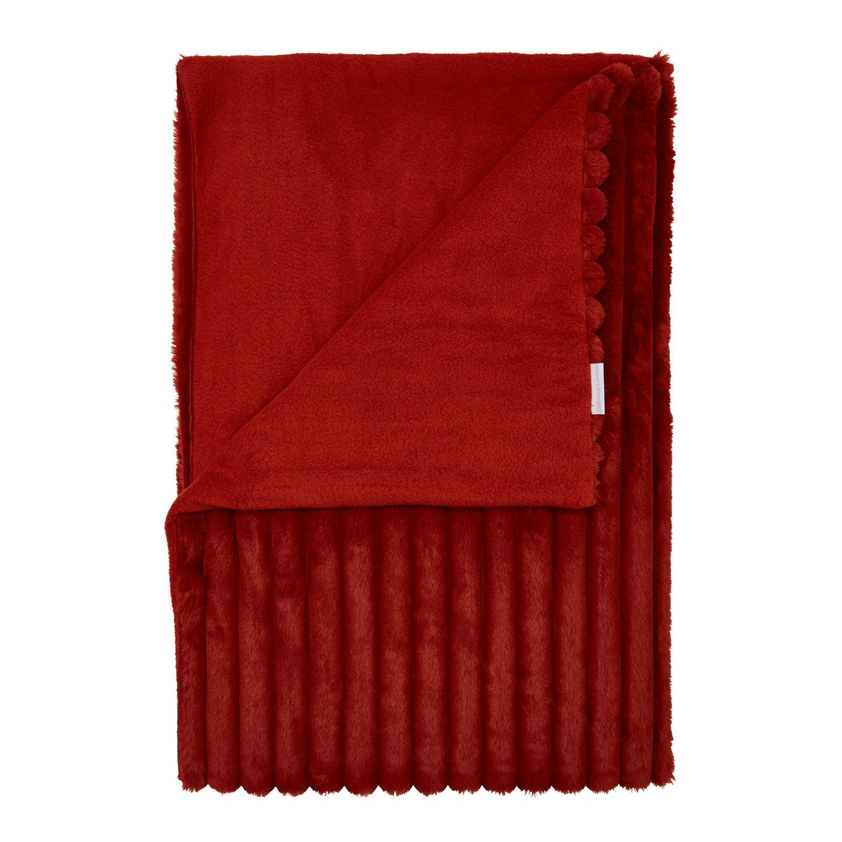 Cosy Ribbed Faux Fur Throw Burnt Orange