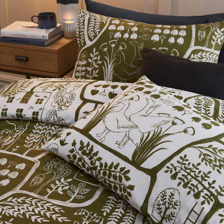 Frida Abstract Reversible Moss Duvet Cover Set