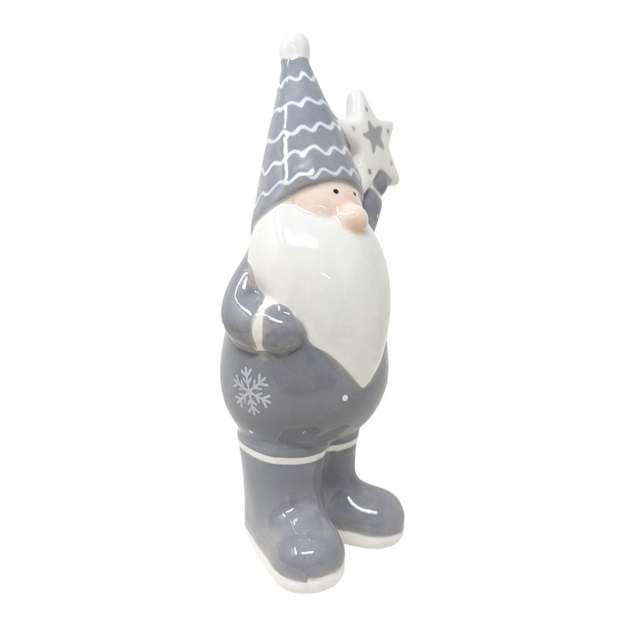 Grey Ceramic Santa & Star Ornament