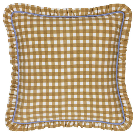 Maude Gingham Reversible Cushion Cover Gold