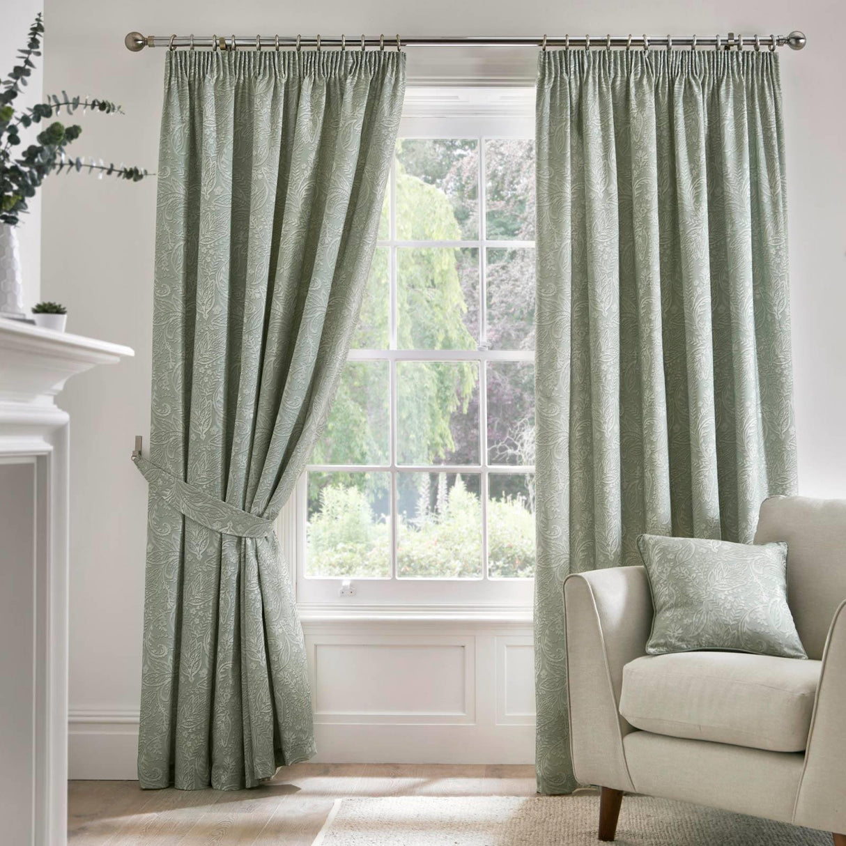 Aveline Tape Top Curtains Green