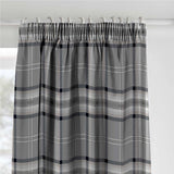 Kelso Check Tape Top Curtains Charcoal