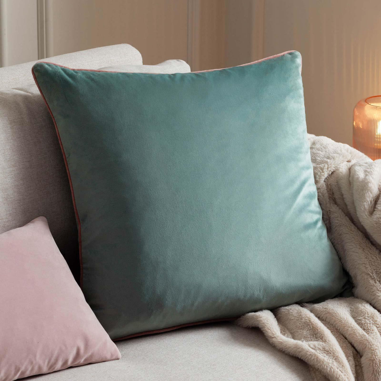 Meridian Velvet Piped Cushion Cover 22" x 22" (55cm x 55cm)