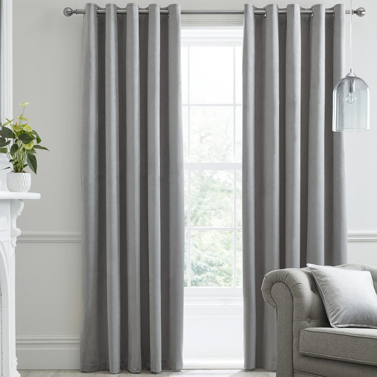 Montrose Blackout Eyelet Curtains Silver