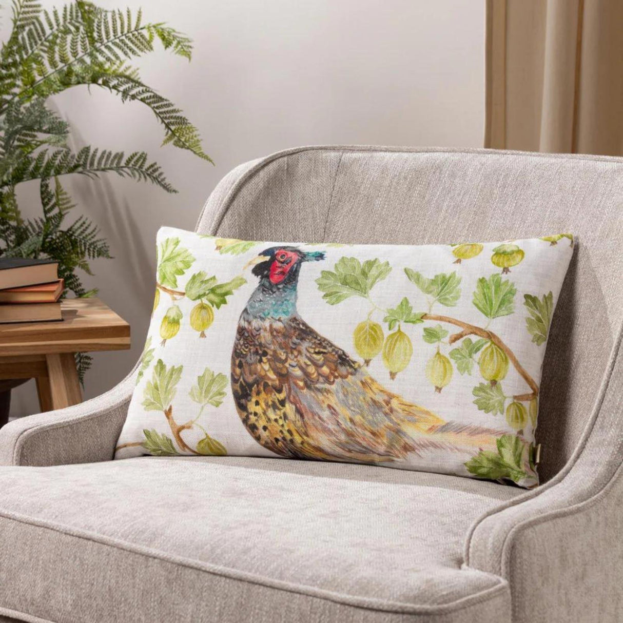 Grove Pheasant Natural Cushion Cover 12" x 20"