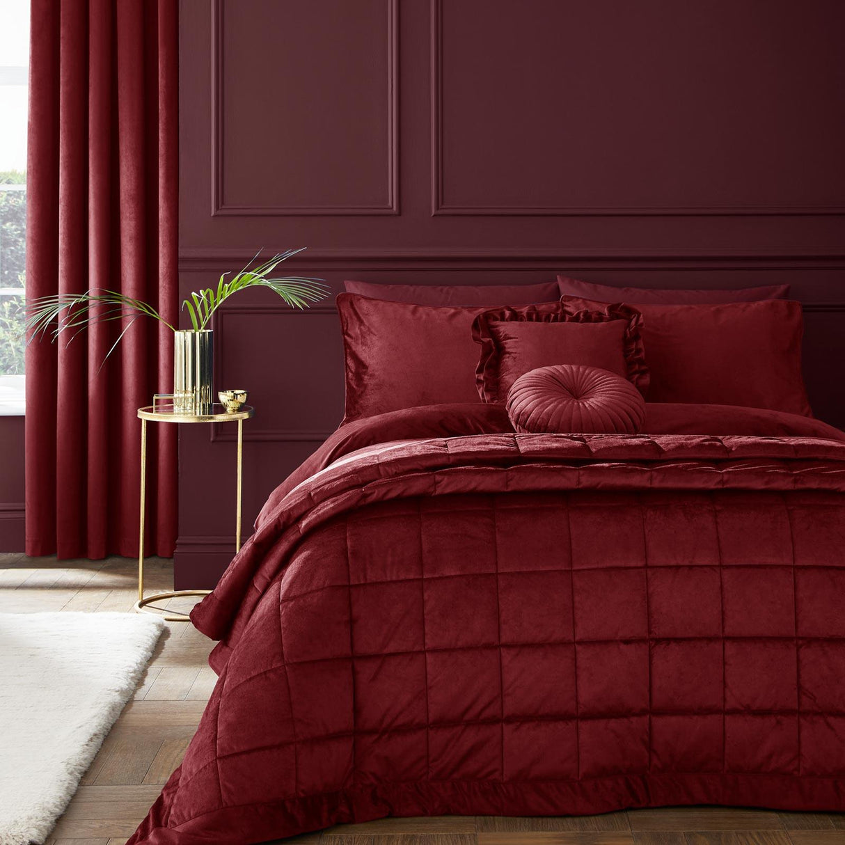 Kingsley Matt Velvet Duvet Cover Set Raspberry