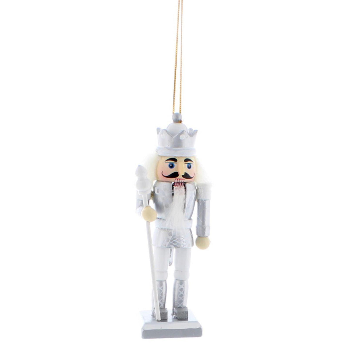 Wooden White & Silver Nutcracker 12cm Sceptre