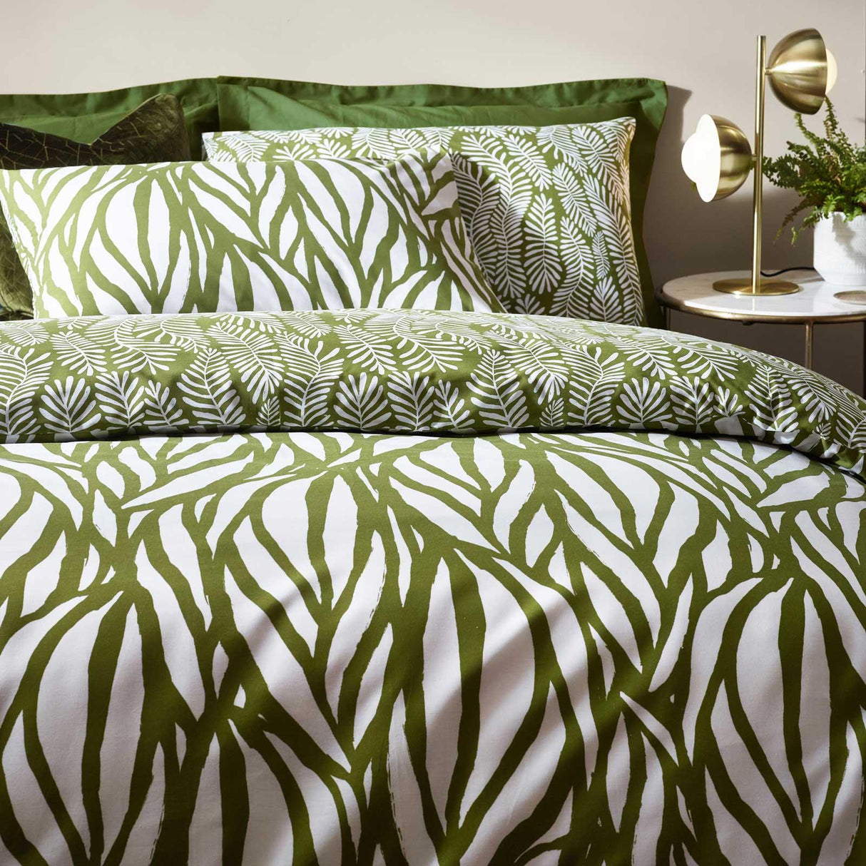 Frond Abstract Cotton Rich Reversible Duvet Cover Set