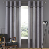 Melville Woven Texture Eyelet Curtains Grey