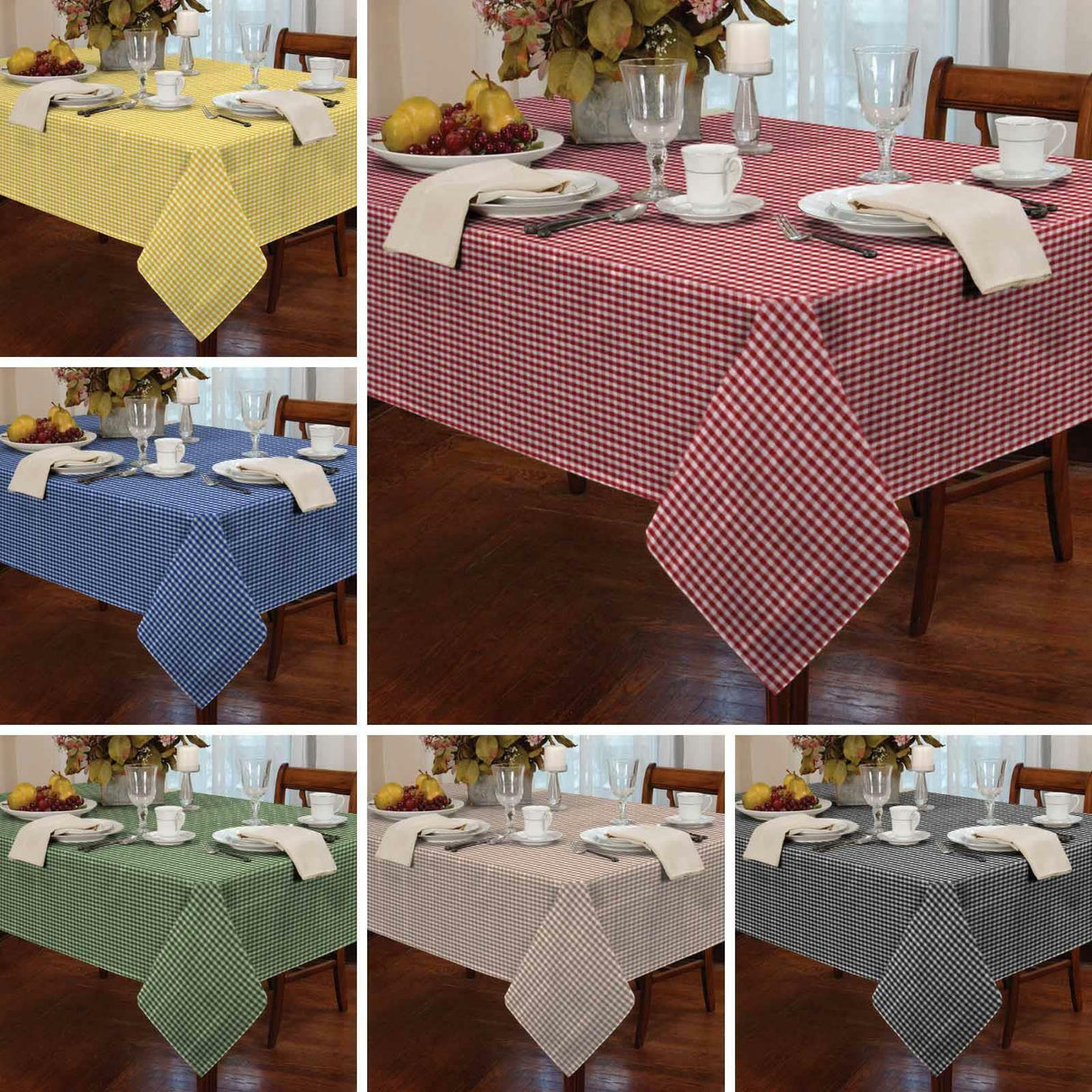 Gingham Check Tablecloths Kitchen Dining Table Covers Rectangle Square Round