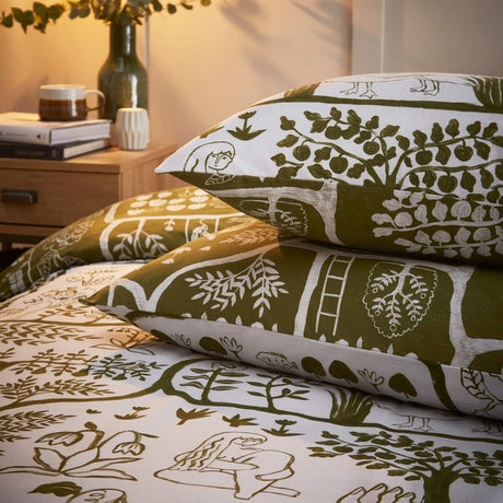 Frida Abstract Reversible Moss Duvet Cover Set