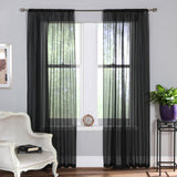 Plain Dyed Voile Curtain Panel Pair Black