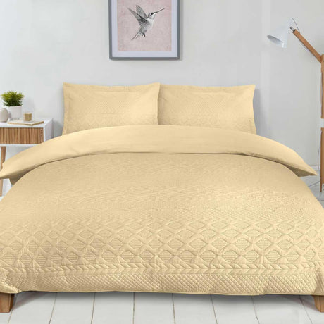 Aran Embroidered Duvet Cover Set Cream