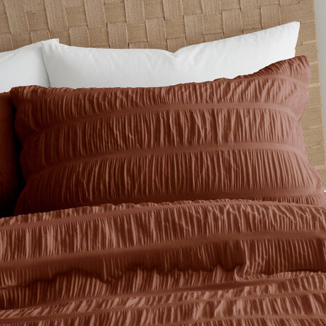 Seersucker Terracotta Duvet Cover Set