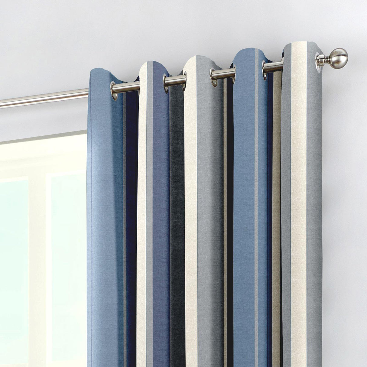 Whitworth Stripe Eyelet Curtains Blue