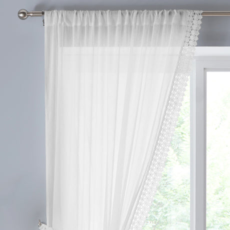 Windsor Macrame Voile Curtain Panel White