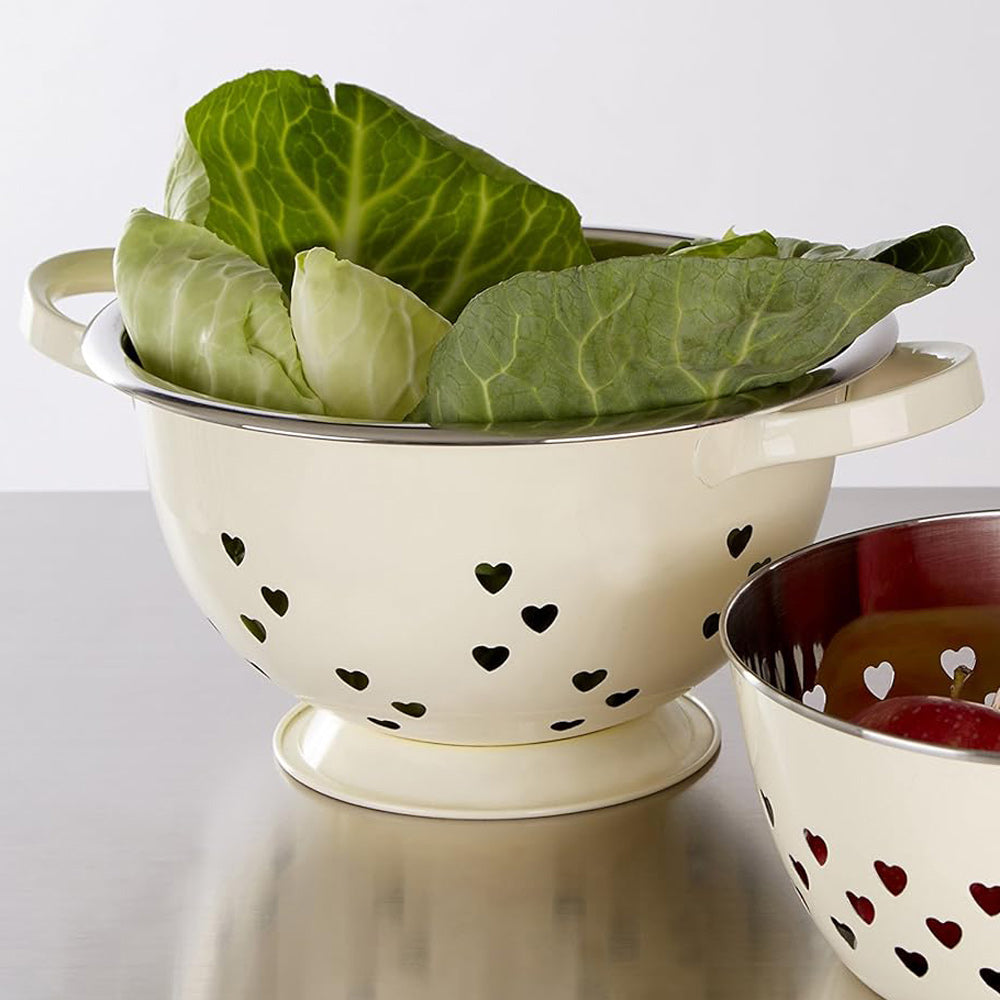 Ivory Stainless Steel Hearts Colander