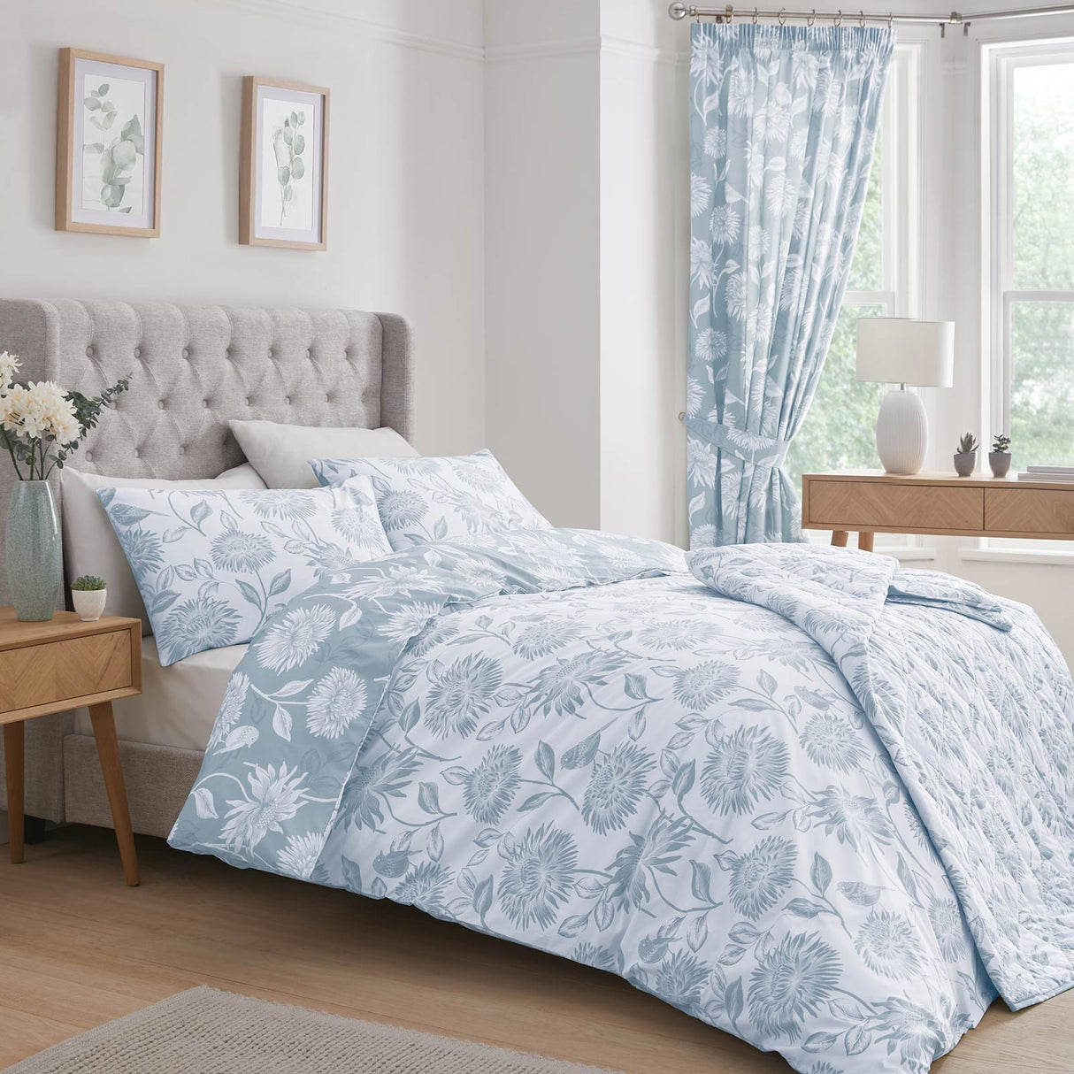 Chrysanthemum Blue Duvet Cover Set