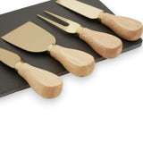 Set of 4 Gold Cheese Knives + Slate Tray