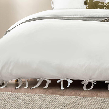 Mallow Bow Tie White Duvet Cover Set