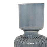 Fluted Ribbed Glass Vase Blue