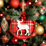 Wooden Red Tartan Disc with Reindeer