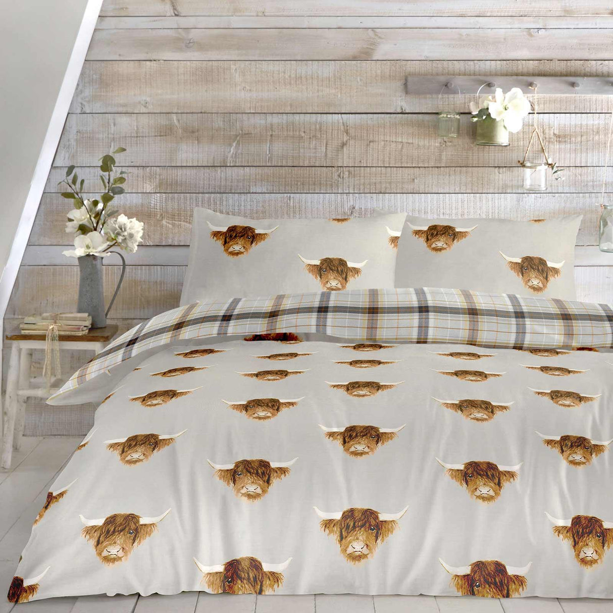 Highland Cow Duvet Cover Set Ochre